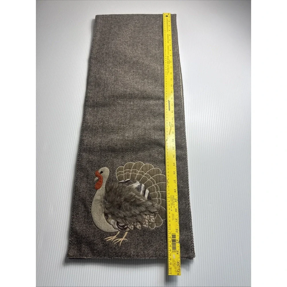GARDENER'S eden'sTable‎ Runner 70 x 13 Embroidered 3D TURKEYS Thanksgiving